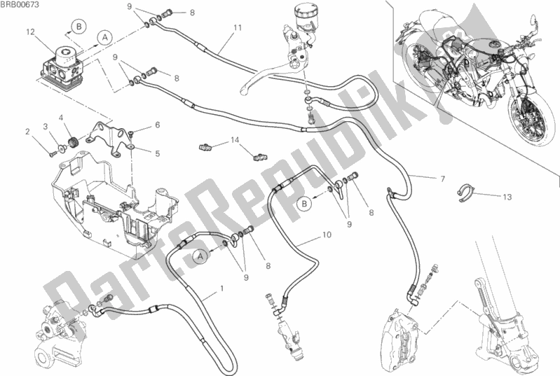 Alle onderdelen voor de Remsysteem Abs van de Ducati Scrambler Cafe Racer Thailand USA 803 2019